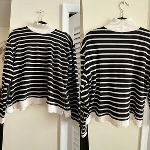 Zara Black and White Boxy Long Sleeve Sweatshirt